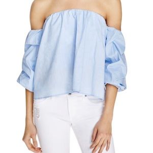 Aqua Off the shoulder ruffle sleeve top